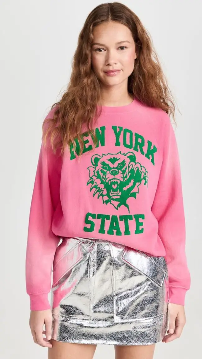 Pink "New York State" Sweatshirt with Metallic Silver Skirt